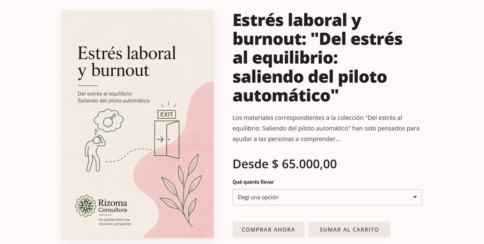 Rizoma — ficha de producto con opciones